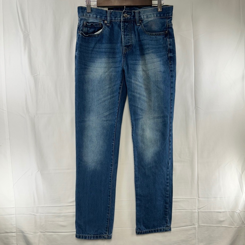 oodji Straight Leg Jeans Mens 30x32 Blue Medium Wash Button Fly